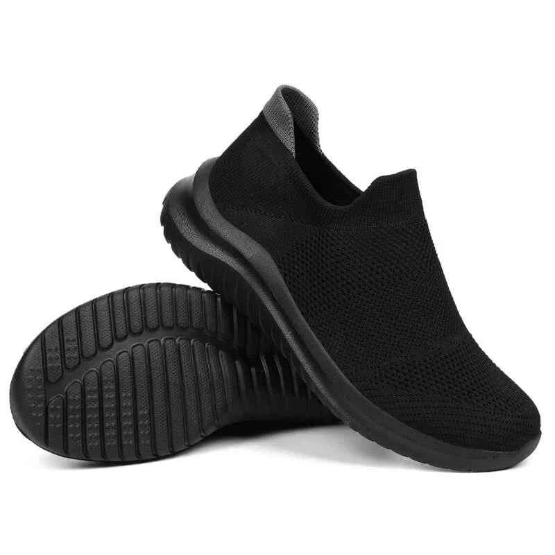 Unisex Lightweight Slip-On Sneakers – Ideal Running & Walking Shoes All Black