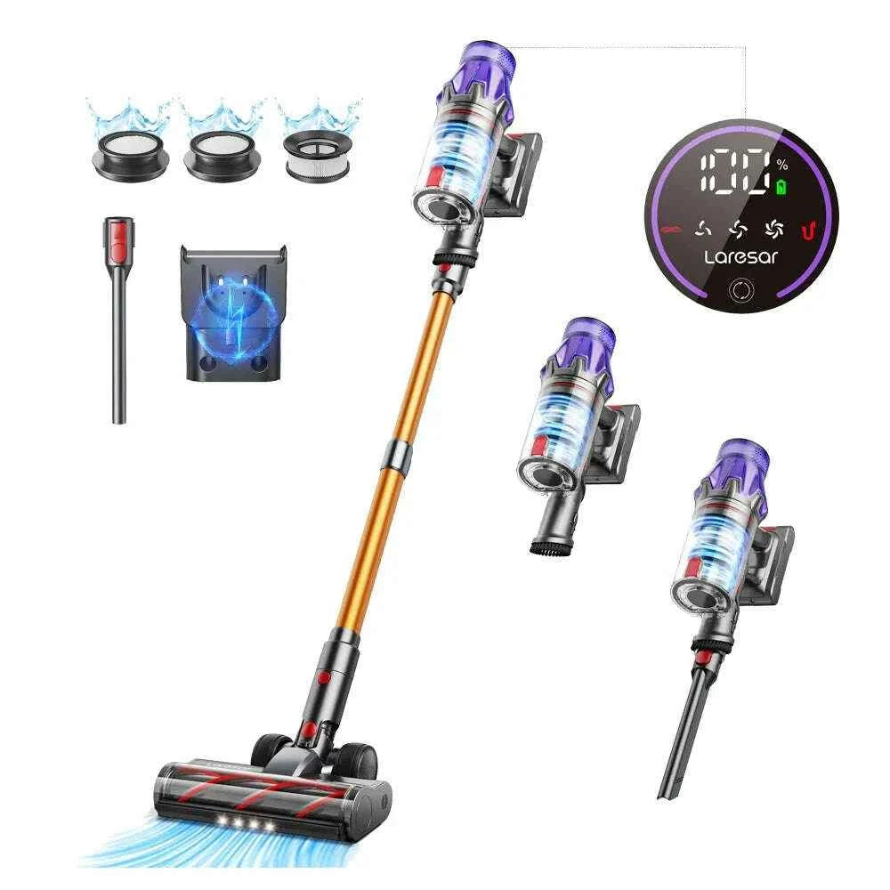 Laresar V7 Cordless Vacuum Cleaner with 500W Power, 50KPA Suction, Removable Battery & Smart Dust Cup for Home Cleaning - Perfect for Women's Suede Mules Slippers Care EU PLUG UNITED KINGDOM