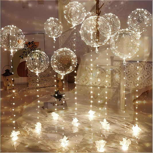 40 Packs ( 20pcs Balloon +20pcs LED Lights ) Glowing LED Bubble Balloon Set LED Bubbles, Battery Operated By 2*AA Batteries And Helium Not Included Suitable For Birthday Wedding Love Christmas Halloween Party And Gift Decorat