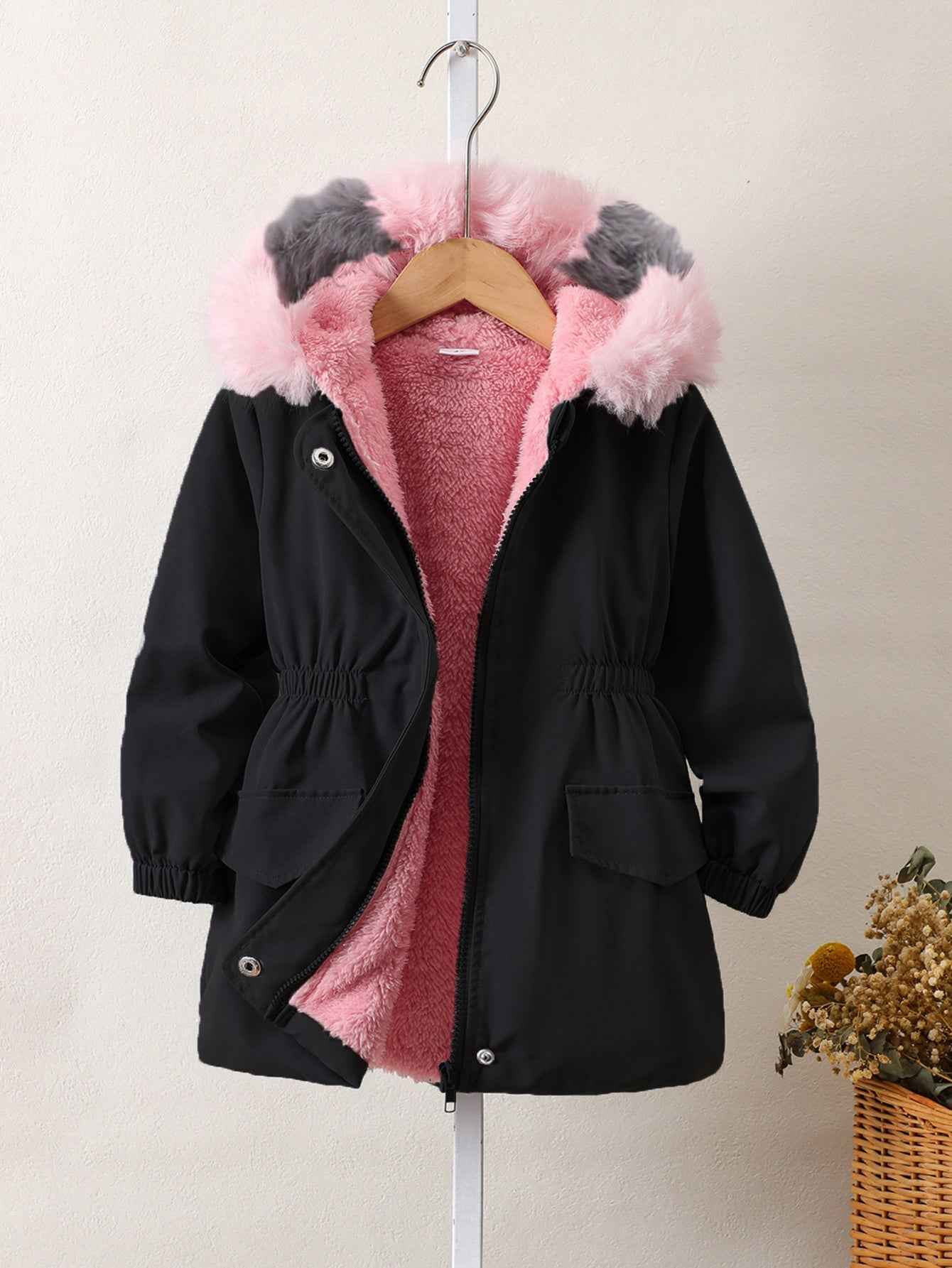 Winter Hooded Jacket for Girls - Warm Long Sleeve Zip-Up Coat with Pockets | A-Line Silhouette for School, Playdates & Outdoor Activities