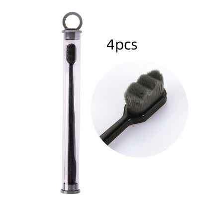 Ultra-Soft Toothbrush for Deep Cleaning and Travel Convenience 4pcs Wavy black black