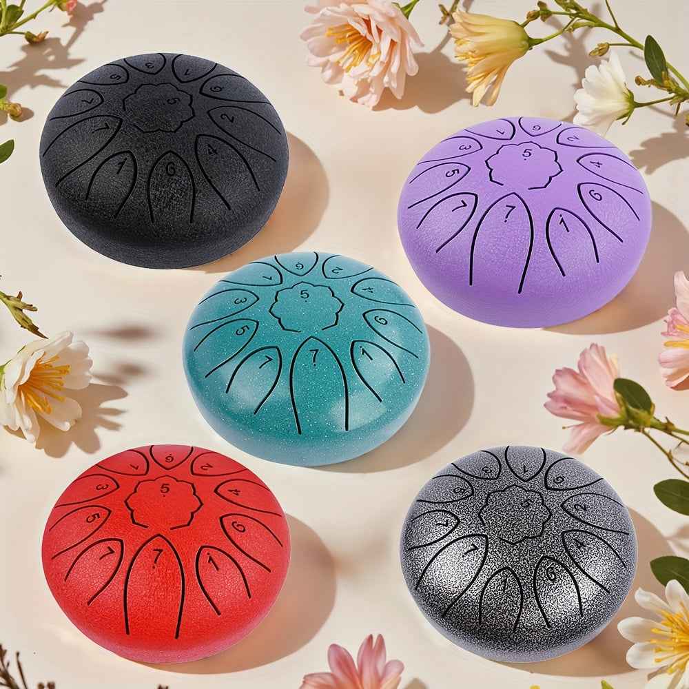 11-Tone Steel Tongue Drum - 6-Inch Outdoor Rain Drum with Drumsticks and Storage Bag