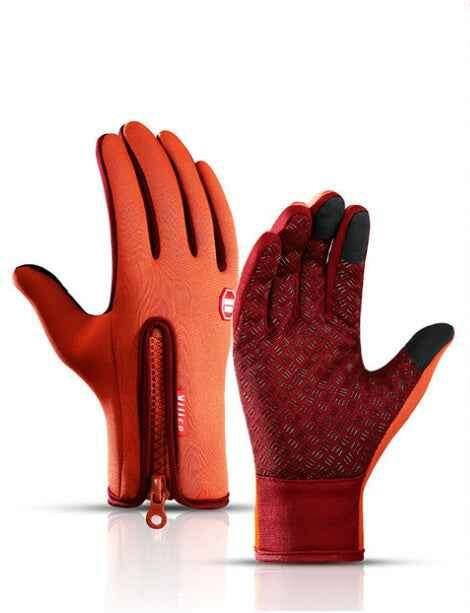 Winter Touchscreen Gloves - Waterproof Fleece for Riding and Sports Orange