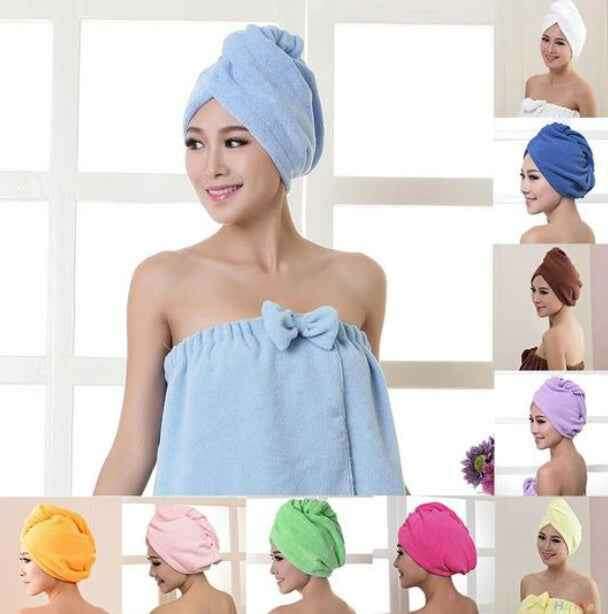 Women's Hair Dryer Cap - Absorbent Hair Towel for Fast Drying Green