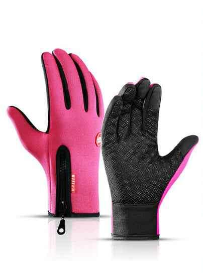 Winter Touchscreen Gloves - Waterproof Fleece for Riding and Sports Rose red
