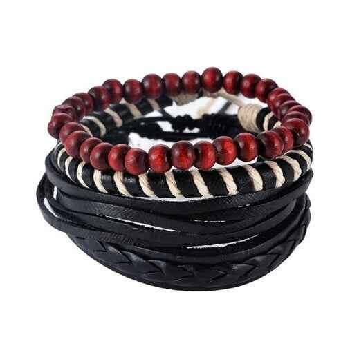 Vintage Leather Bead Bracelet - Unisex Multilayer Punk Jewelry for Stylish Accessories 15