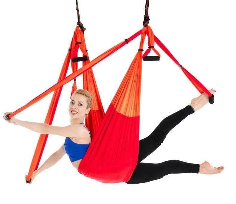 Anti Gravity Yoga Hammock for Comfortable Aerial Fitness and Relaxation Double red
