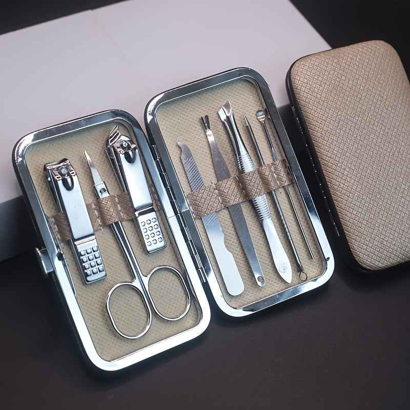 Professional Manicure And Pedicure Set, Nail Clipper Nail Cutter Nail Files Ear Spoon, Beauty Tools Grooming Set with Portable Case, for Nail Care, for Household And Travel 8pcs-golden