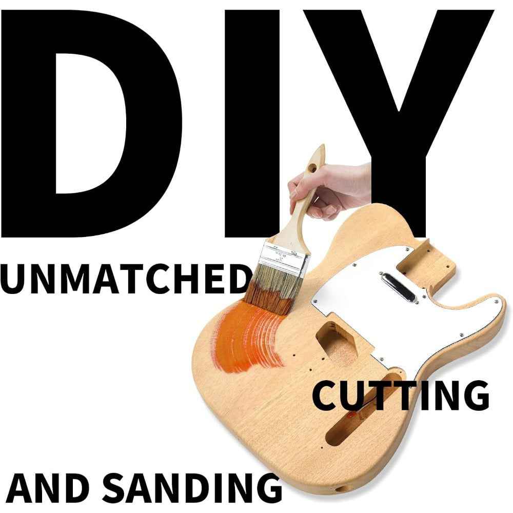 DIY Electric Guitar Kit - Mahogany Body, Ebony Fingerboard & Maple Neck, Easy Installation for Classic 6 String Guitar Build