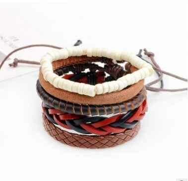 Vintage Leather Bead Bracelet - Unisex Multilayer Punk Jewelry for Stylish Accessories 17