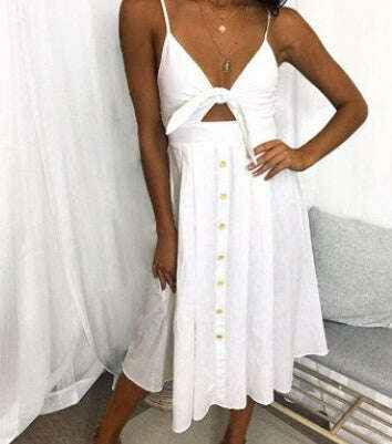 Women Summer Backless Dress Sleeveless Sheath Long Fit Evening Party Vestidos White