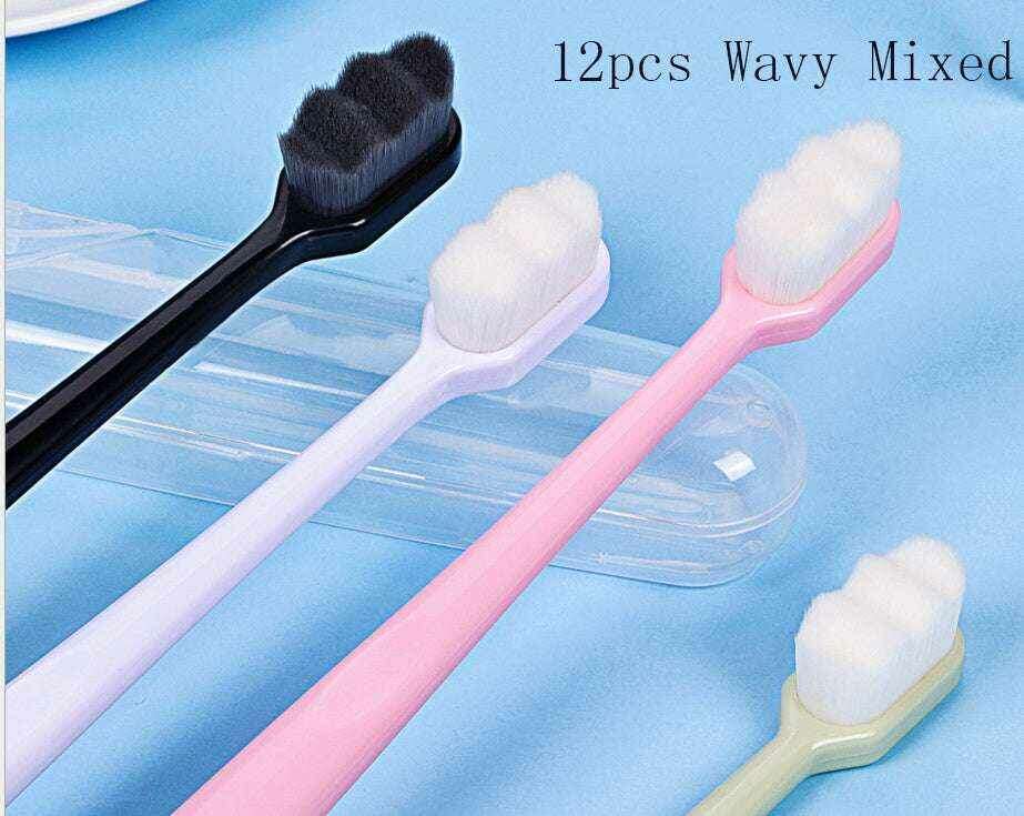 Ultra-Soft Toothbrush for Deep Cleaning and Travel Convenience 12pcs Wavy Mixed