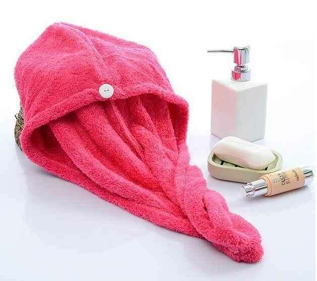 Women's Hair Dryer Cap - Absorbent Hair Towel for Fast Drying red