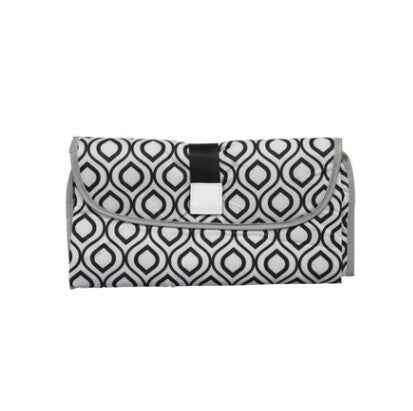 Portable Diaper Changing Pad Clutch for Newborns - On-the-Go Convenience for Busy Parents Black geometry