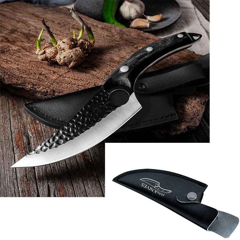 Slaughter Cutting Meat Boning Knife - Small Scimitar for Skinning and Butchering Pigs Sheath Black Q1pc