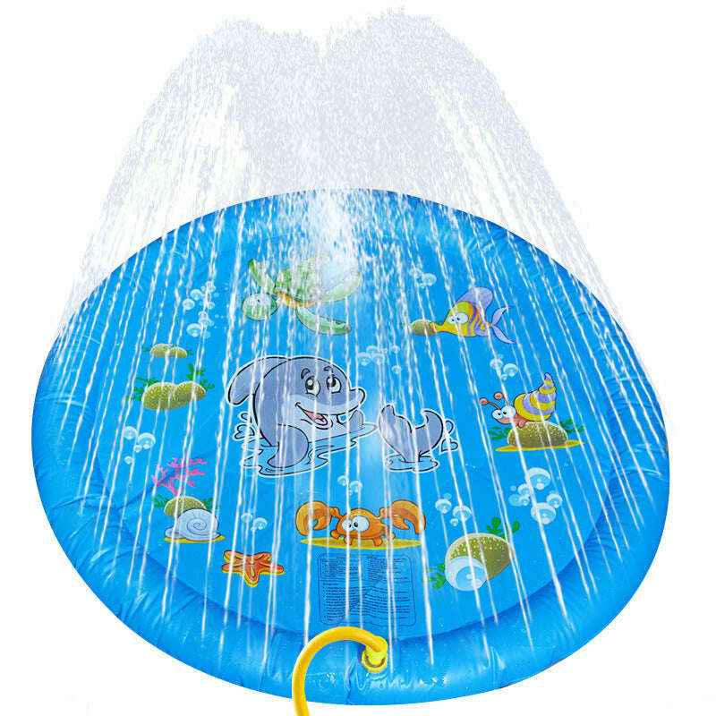 Non-Slip Splash Pad for Kids and Dogs - Summer Outdoor Water Play Mat and Fountain Blue 96cm