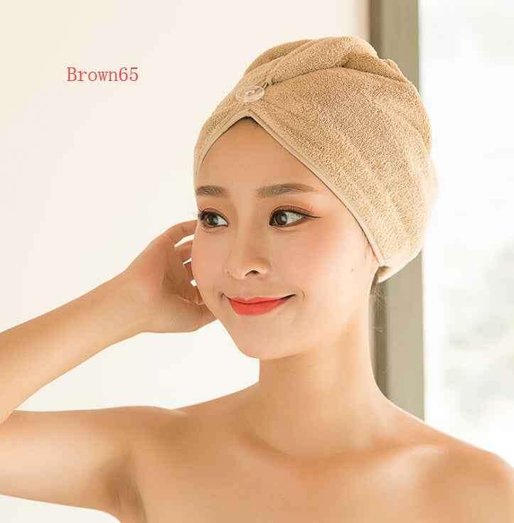 Women's Hair Dryer Cap - Absorbent Hair Towel for Fast Drying Brown65