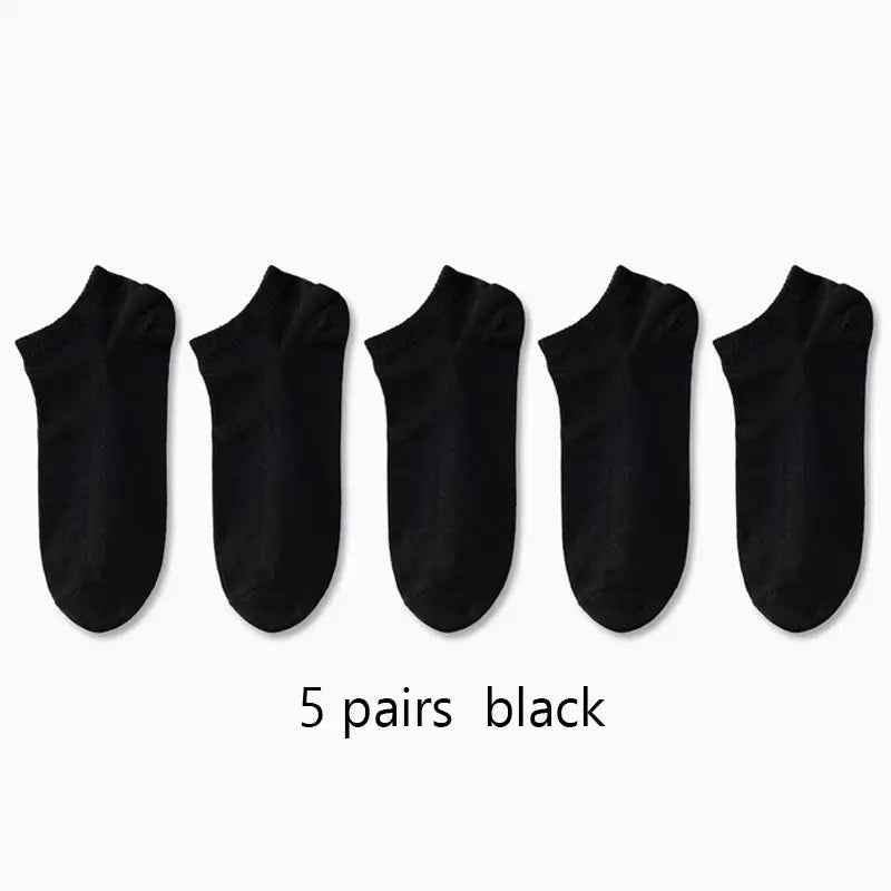 Breathable Anti-Odor Socks for Men & Women - Moisture-Wicking, Quick-Dry, Sweat-Resistant, Available in Black, White, Gray, and Beige (1/5/10/30 Pairs) One Size: US (6-10) 5Pairs-Black