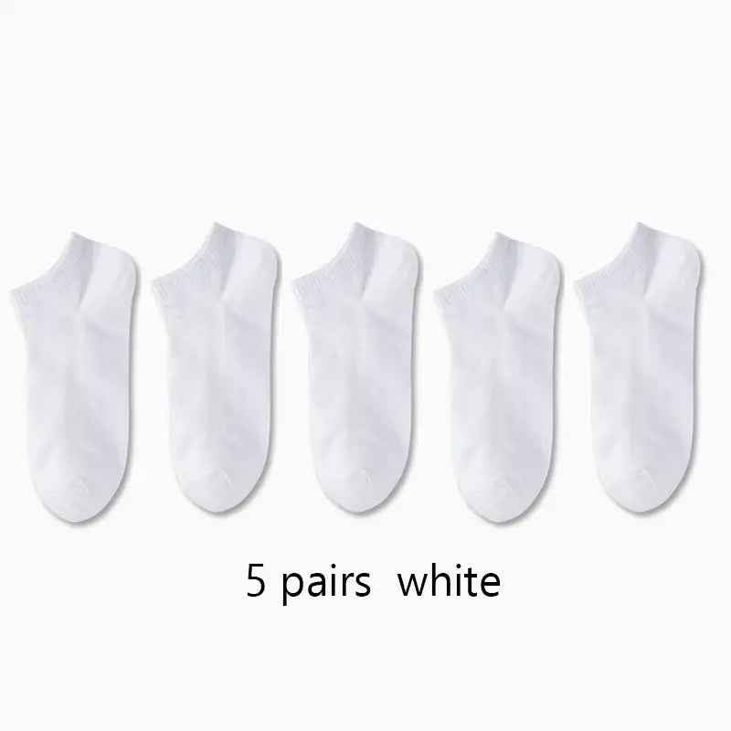 Breathable Anti-Odor Socks for Men & Women - Moisture-Wicking, Quick-Dry, Sweat-Resistant, Available in Black, White, Gray, and Beige (1/5/10/30 Pairs) One Size: US (6-10) 5Pairs-White