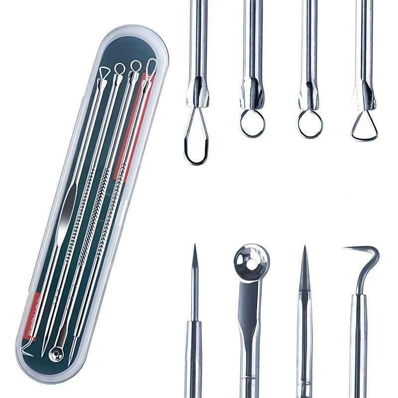 Blackhead Remover Set - 4pcs Blackhead Needle for Pimple and Blemish Removal, Light Beige Care for Women’s Beauty and Pore Cleansing