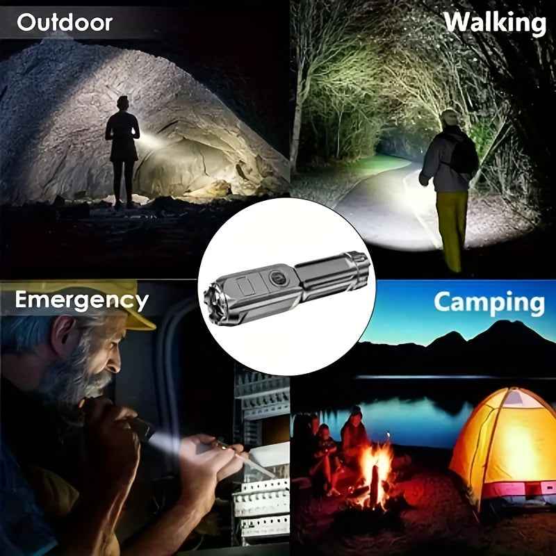 Portable Super Bright Flashlight - Rechargeable Zoomable Torch for Outdoor Use with Durable ABS Material