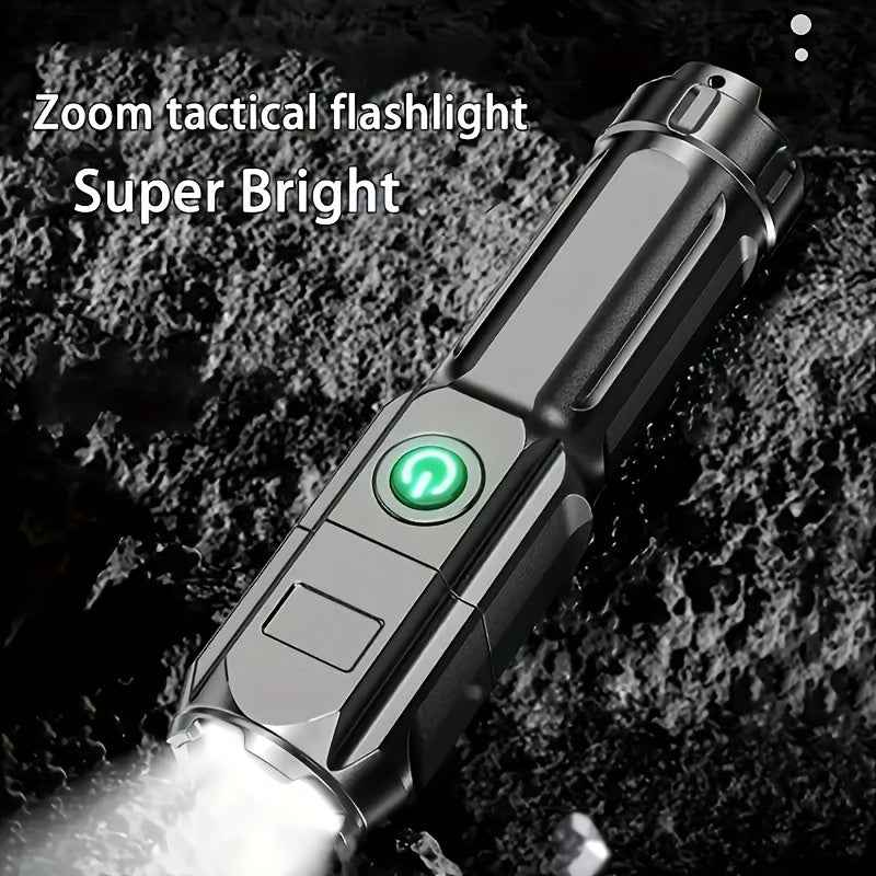 Portable Super Bright Flashlight - Rechargeable Zoomable Torch for Outdoor Use with Durable ABS Material