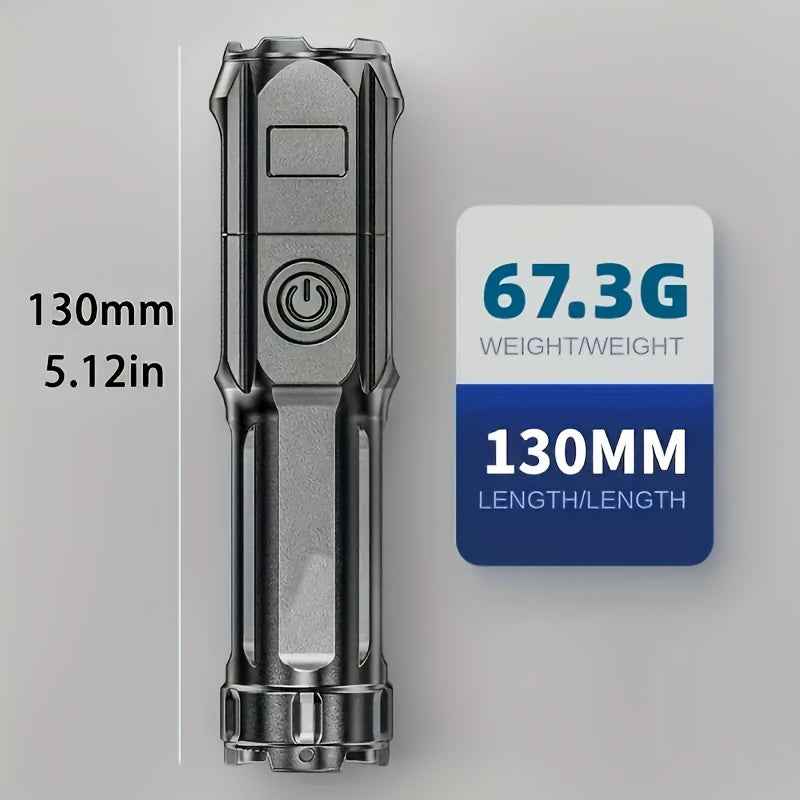 Portable Super Bright Flashlight - Rechargeable Zoomable Torch for Outdoor Use with Durable ABS Material