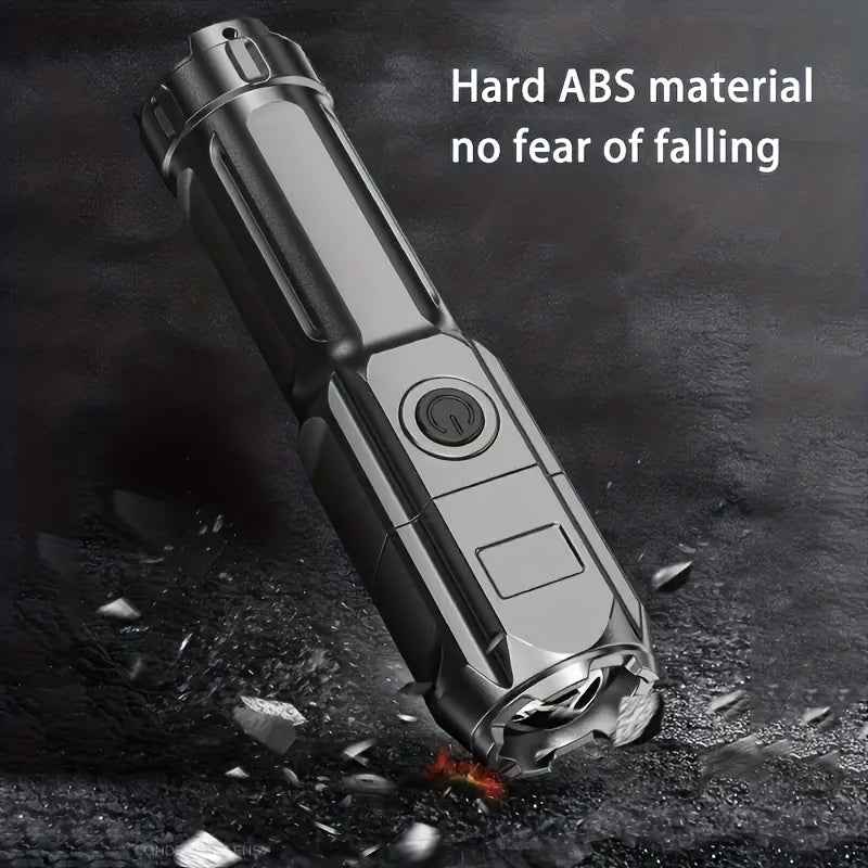 Portable Super Bright Flashlight - Rechargeable Zoomable Torch for Outdoor Use with Durable ABS Material