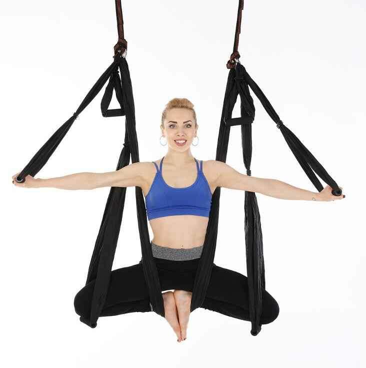 Anti Gravity Yoga Hammock for Comfortable Aerial Fitness and Relaxation Black