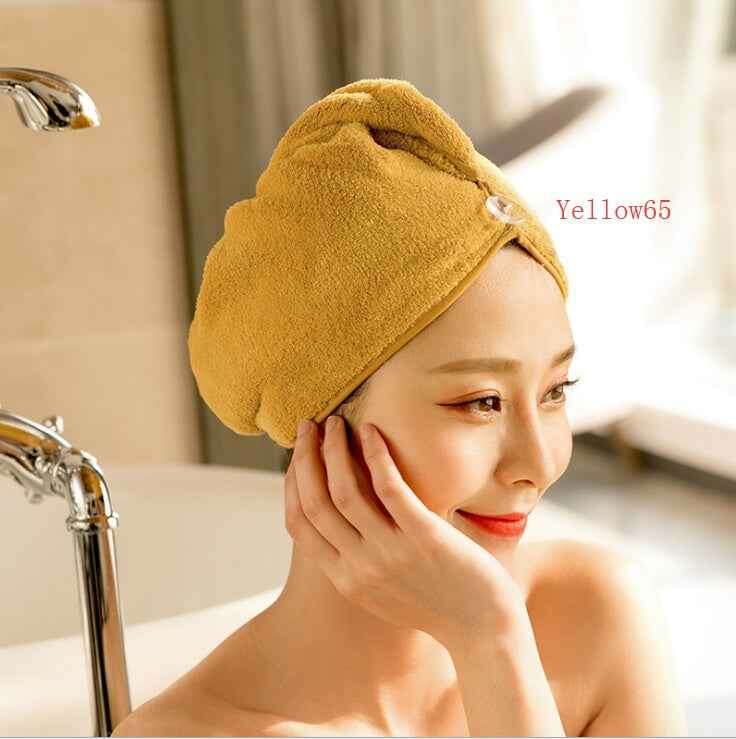 Women's Hair Dryer Cap - Absorbent Hair Towel for Fast Drying Yellow65