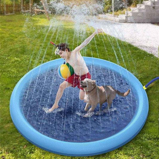 Non-Slip Splash Pad for Kids and Dogs - Summer Outdoor Water Play Mat and Fountain