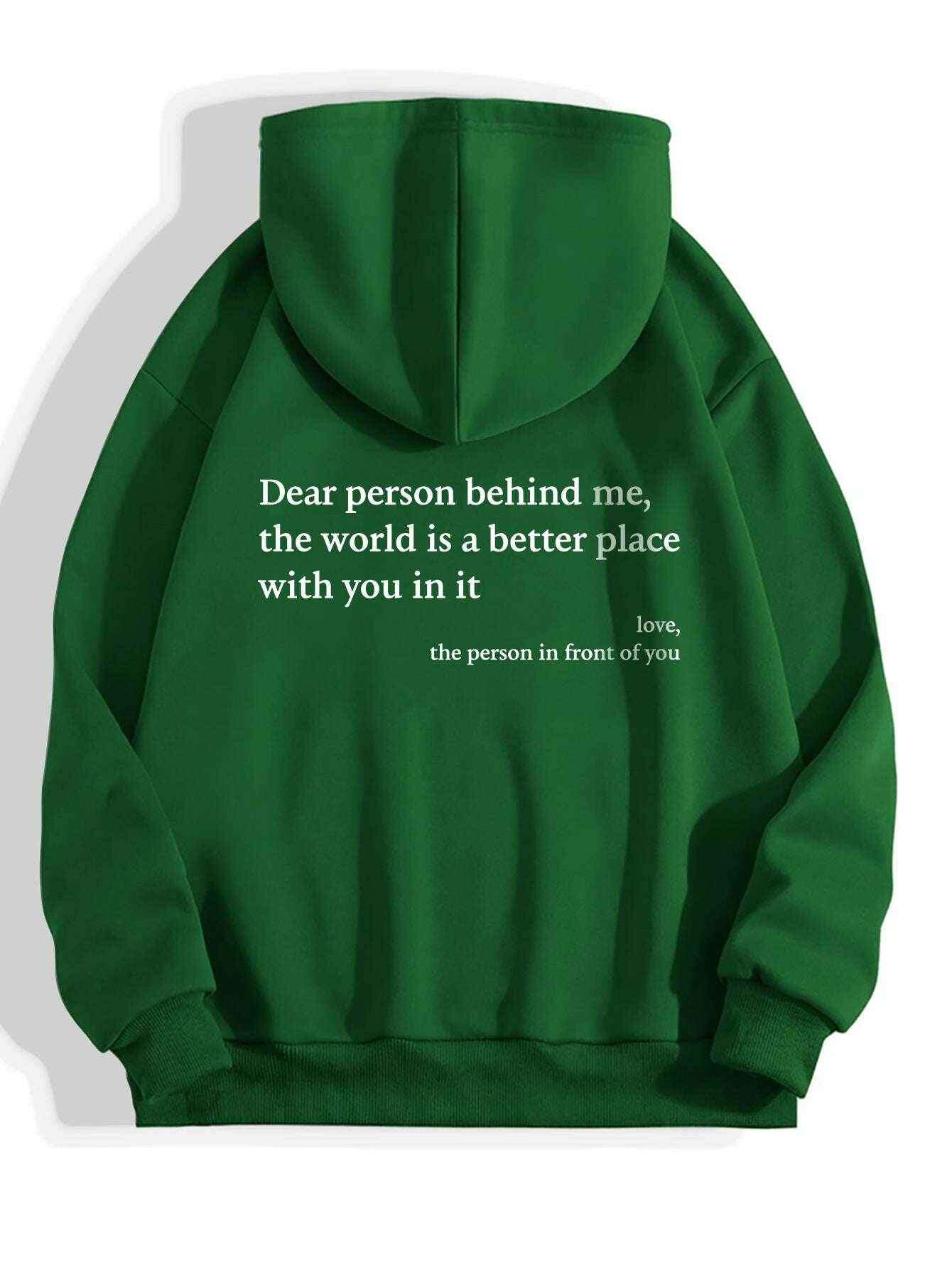 The World Is Better With You Unisex Printed Hoodie - Plush Kangaroo Pocket Green