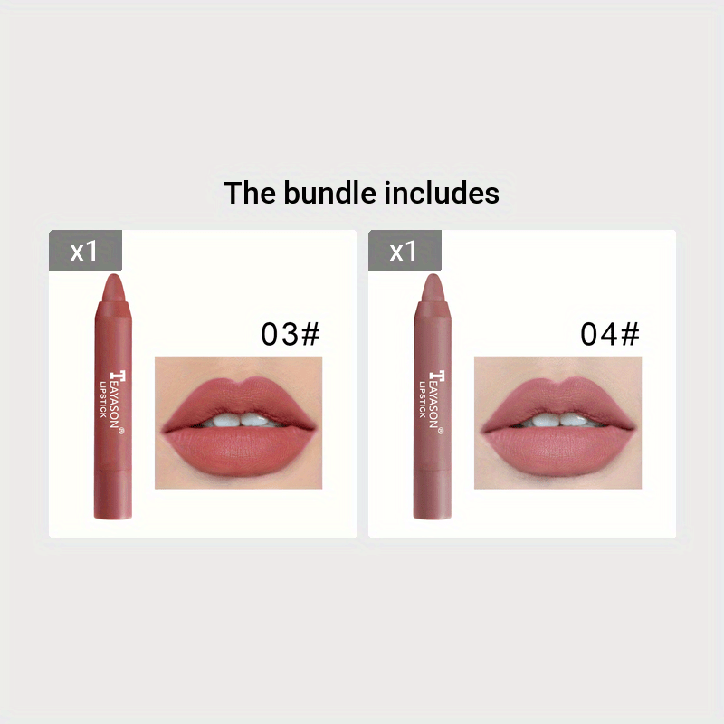 12 Colors Matte Moisturizing Lipstick Crayons - Vibrant Lipstick for Smooth, Long-Lasting, Waterproof Finish - Perfect Valentine's Day Gift for Her #03+#04