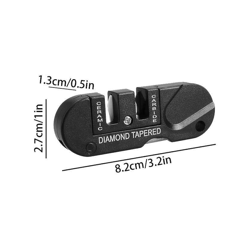 [Multi-Tool Knife Sharpener] 4-in-1 Multi-Tool Outdoor Knife Sharpener & Sharpening Tool | Lightweight Stainless Steel Clip-On Design, Ambidextrous, for Camping, Hiking, Fishing, DIY Projects, Camping Accessories, Sleek Metal