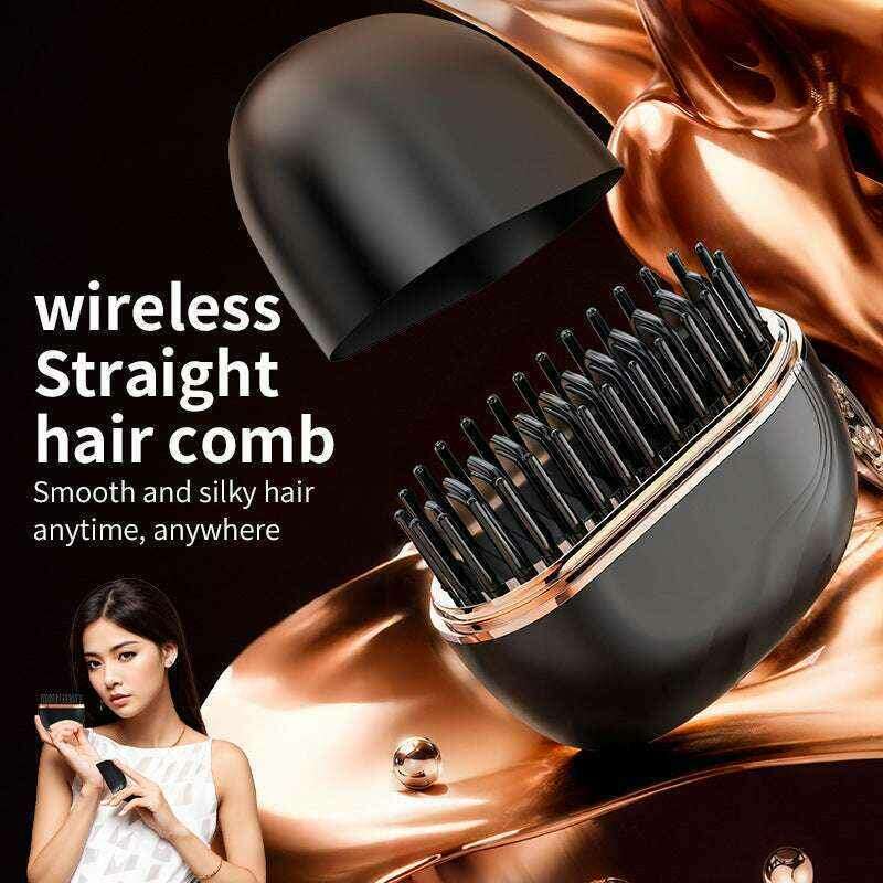 Mini Wireless Hair Straightening Comb - Portable Multifunctional Hair Care and Styling Tool