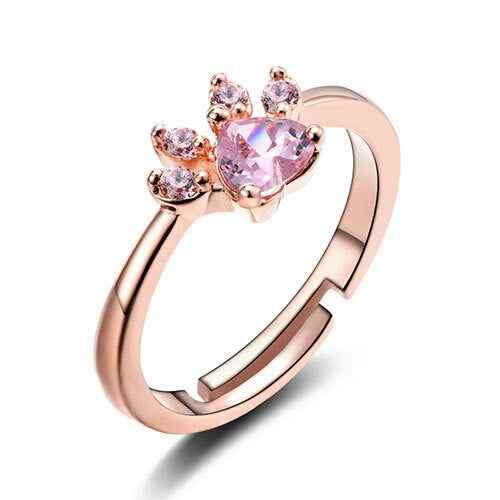 New Cat Bear Paw Ring Jewelry Set for Women - Unique Cat Bear Paw Ring Rose gold ring