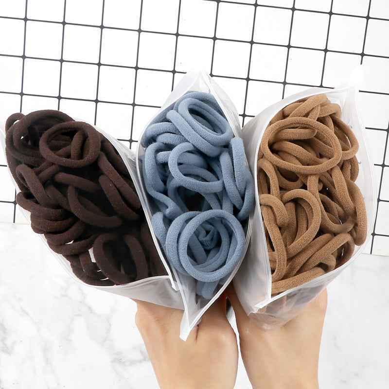 Hair Bands for Women - 50pcs Set Basic Elastic Headbands in Solid Colors for Ponytails and Hair Accessories