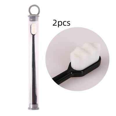 Ultra-Soft Toothbrush for Deep Cleaning and Travel Convenience 2pcs Wavy black white