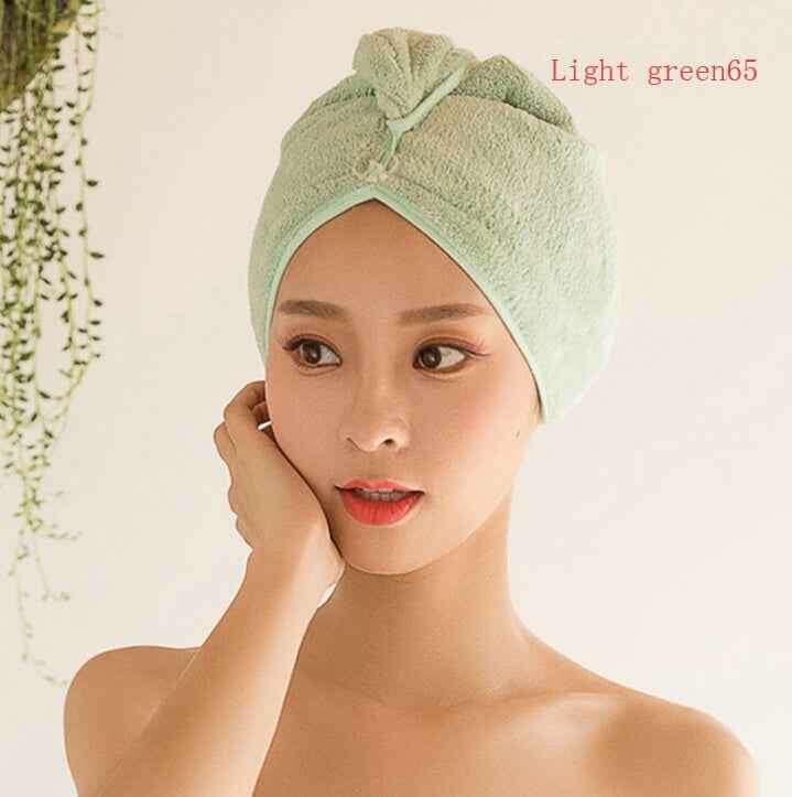 Women's Hair Dryer Cap - Absorbent Hair Towel for Fast Drying Light green65
