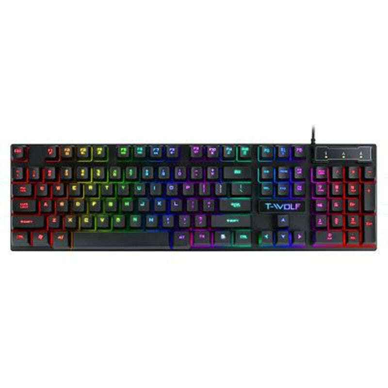 Gaming USB Luminous Keyboard with Floating Key Design for Ultimate Gaming Experience T20 BLACK