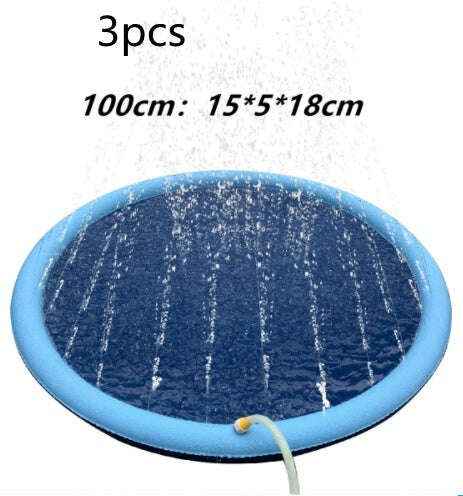 Non-Slip Splash Pad for Kids and Dogs - Summer Outdoor Water Play Mat and Fountain Blue100cm3pcs