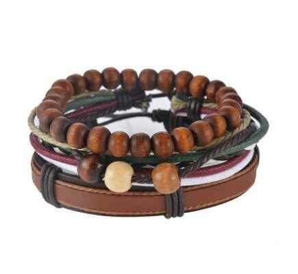 Vintage Leather Bead Bracelet - Unisex Multilayer Punk Jewelry for Stylish Accessories 2