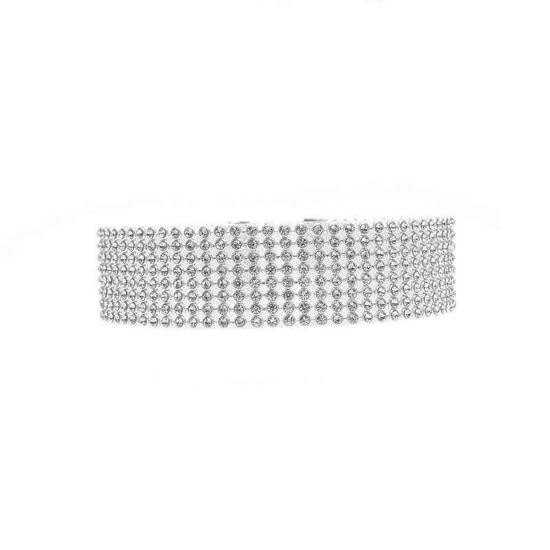 Rhinestone Choker Necklace for Women - Sparkling Crystal Wedding Jewelry and Elegant Accessories White 25mm