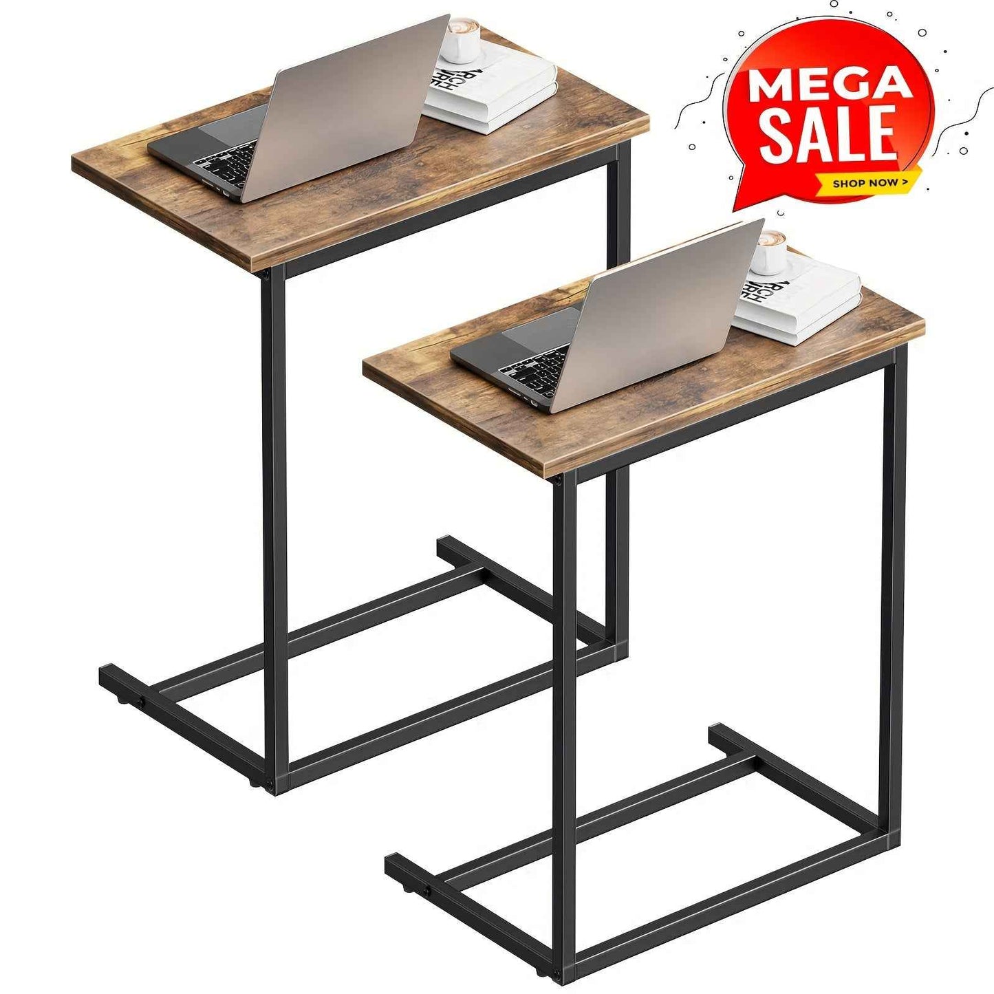 27" High Multifunctional Side Table - Sturdy Metal Frame with 50 lbs Load-Bearing Capacity for Living Room, Bedroom, Sofa, and Office