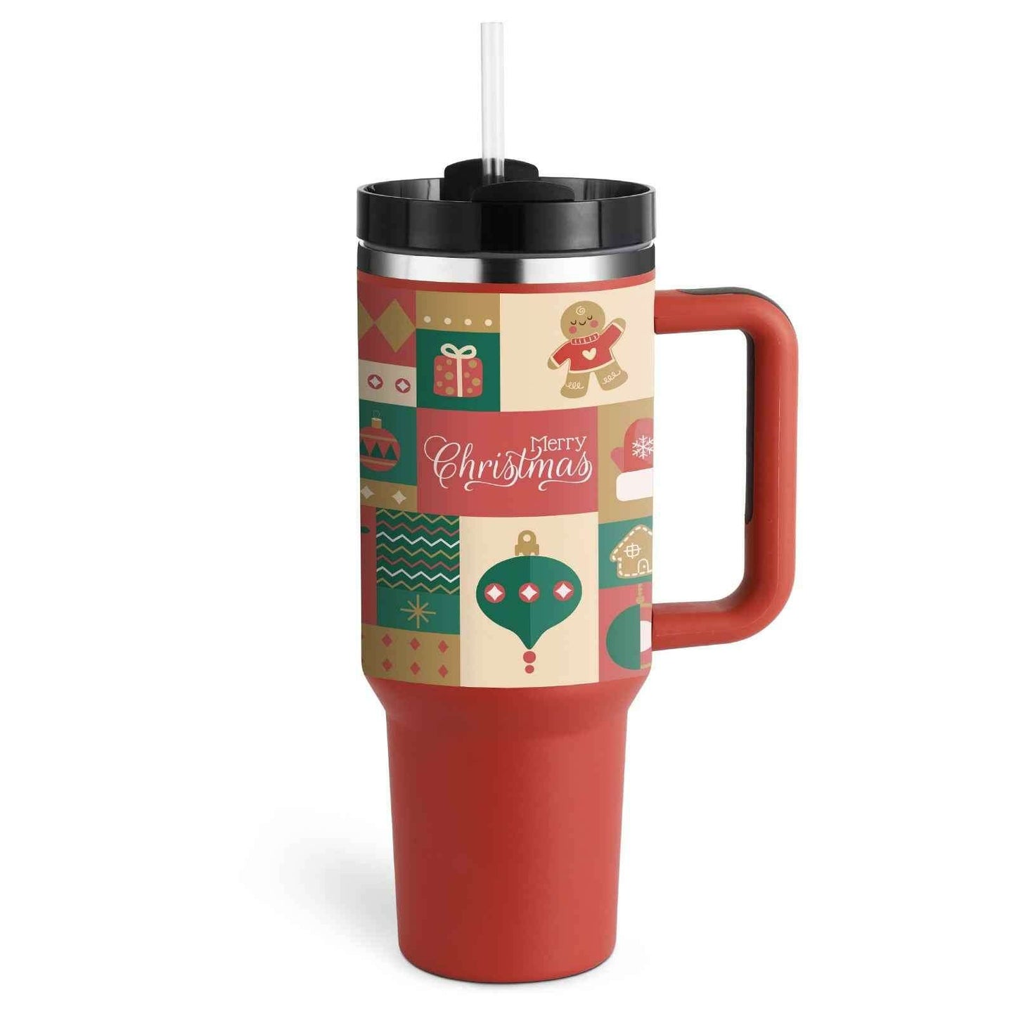 40oz Insulated Tumbler – Spill-Proof Stainless Steel Travel Mug Christmas Red 1200ML 1PC