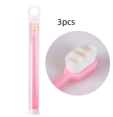Ultra-Soft Toothbrush for Deep Cleaning and Travel Convenience Pink3pcs