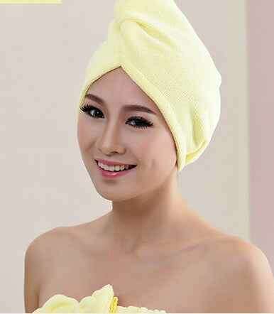 Women's Hair Dryer Cap - Absorbent Hair Towel for Fast Drying Yellow