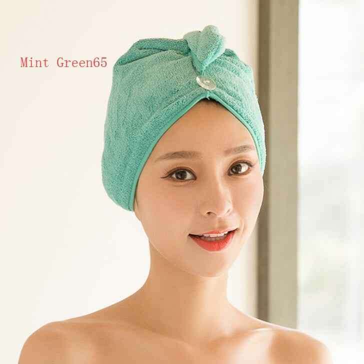 Women's Hair Dryer Cap - Absorbent Hair Towel for Fast Drying Mint Green65