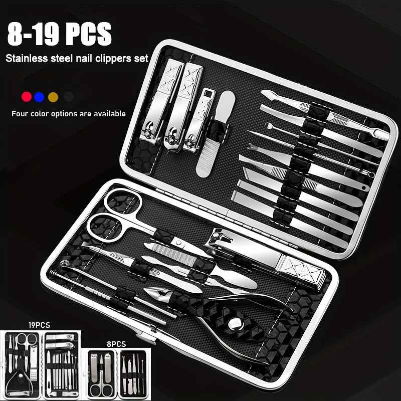 Professional Manicure And Pedicure Set, Nail Clipper Nail Cutter Nail Files Ear Spoon, Beauty Tools Grooming Set with Portable Case, for Nail Care, for Household And Travel