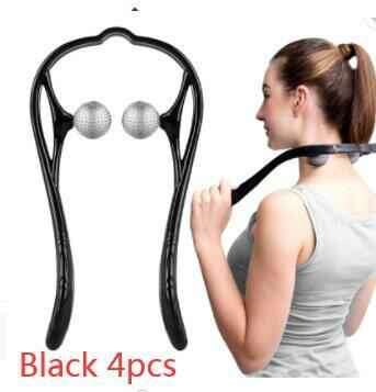 Plastic Trigger Point Massage Roller for Neck & Shoulder Relief Black 4pcs